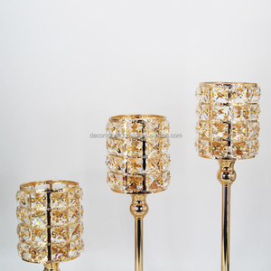 Candelabros de Metal de cristal con velas, candelabros de cumpleaños de Metal de cristal para Decoración de mesa de boda - Product Image 2