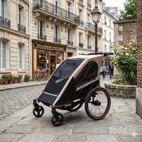 Cinturón de Seguridad TC-2024T, Diseño Ligero, Remolque 3 en 1 para Bebés Gemelos, Cochecito/Remolque para Bicicleta, Marco de Aluminio, Certificado EN15918
