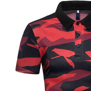 Polo de Manga Corta para Hombre, Camuflaje Rojo y Negro, Deportivo, de Secado Rápido, Tejido 100% Poliéster, Corte Regular - Product Image 2