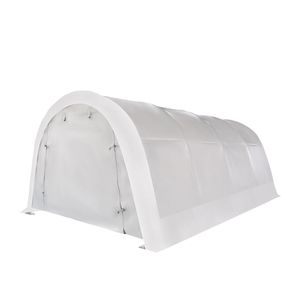 Abri pour voiture robuste 12FT X 20FT avec couverture en tissu PE 11 OZ et structure en acier galvanisé, style simple, toit arrondi, porte avant à enroulement - Product Image 4