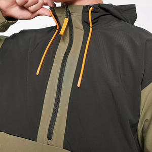 <b>Men</b> Winter Color Block Stand <b>Half</b> <b>Zip</b> Windbreaker <b>Jacket</b> Waterproof Windproof Hooded Anorak Outerwear for Outdoor Training - Product Image 3