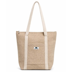 Bolsa de Compras Reutilizable de Mezcla de Yute y Algodón, 38x34x14 cm, Logotipo Personalizado, Venta al Por Mayor, OEM, Marca Privada, Modelo SS516 - Product Image 1