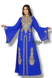 Wholesale AWAIS HOUSE Luxury 2-Piece <b>Set</b> Muslim Women <b>Modest</b> Simple Solid Chiffon Beaded Washable Robe Floor-Length A-Line - Product Image 5