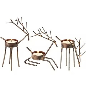Black Iron <b>Tealight</b> <b>Holder</b> with Geometric Wire Design for Home Decoration - Product Image 5
