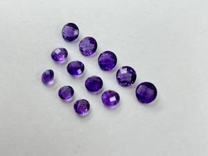 Lote de 10 Piezas de Gemas Sueltas de Amatista Africana, Forma Redonda de Tablero de Ajedrez, Facetadas por Ambos Lados, 6mm 7mm 8mm, para Joyería - Product Image 2