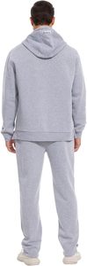 Conjunto Deportivo para Hombre, Sudadera con Capucha y Pantalones Gris Claro, Color Sólido, Casual, Manga Larga, 100% Algodón, Transpirable, Corte Regular - Product Image 6
