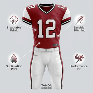 Maillot de football américain personnalisé pour hommes |   Matériau en polyester de haute qualité, respirant, léger et durable - Product Image 5
