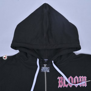 Sweat à capuche zippé anti-rides brodé floral MRI Group Bloom pour femme, noir, 100 % coton, écologique, respirant, hiver - Product Image 2