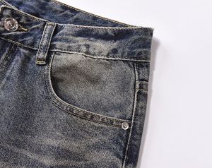 Pantalon cargo en jean unisexe pour homme, taille haute, délavé à l'acide, respirant, séchage rapide, 100% coton, broderie unie, style décontracté streetwear vintage - Product Image 3