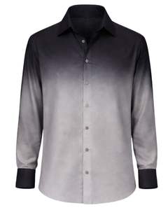Chemise Formelle Homme Ombrée Noir-Gris en Coton Premium à Manches Longues Boutonnée – Tenue Décontractée Chic – Fabricant OEM Personnalisé – Vente en Gros - Product Image 1