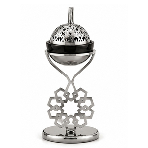 Hand-Made Brass Incense <b>Burner</b> with Crescent Top and Floral Base <b>for</b> Religious Use All-Season - Product Image 6