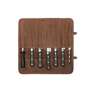Sac de transport de luxe en cuir et toile pour couteaux, étui de rangement pour chef, organisateur d'outils de cuisine professionnels, fermeture éclair étanche, portable pour voyage - Product Image 1