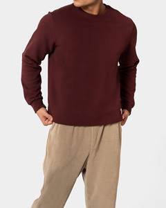 Sudadera de Manga Larga con Cuello Redondo Color Borgoña de Alta Calidad, Diseño a Rayas, Personalizable, Cómoda para Usar Todo el Día, Ropa Casual de Otoño - Product Image 4