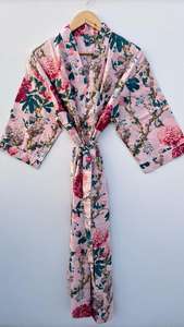 Bata Kimono de Manga Larga con Cuello en V 100% Algodón, Estampado Selva, Ropa de Dormir de Verano Suave, Talla Única - Product Image 6