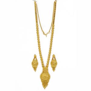 Colliers de mode plaqués or micron 14K 18K 24K en gros, ensemble de bijoux longs traditionnels, ensemble de bijoux en laiton rempli d'or. - Product Image 3