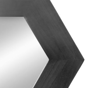 Specchio da Parete Esagonale 47x47 cm con Cornice in Legno Massello Nero, Elegante Decorazione per Soggiorno, Bagno e Corridoio - Product Image 4