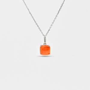 Colgante de coral japonés rosa natural de 8 mm, collar de coral delicado de oro blanco sólido de 14k, regalo para ella, joyería minimalista. - Product Image 2