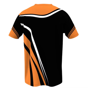T-shirt à manches courtes pour homme, noir, col rond, coupe classique, tissu tricoté décontracté avec détail manches orange - Product Image 5