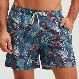 Shorts de bain pour hommes en tissu toile 100 % polyester, séchage rapide, respirants, extensibles, avec poches, pour l'été – Vente en gros - Product Image 1