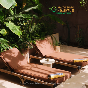 ECO2GO VIETNAM Chaise longue pliable en bois naturel pour extérieur, chaise inclinable pour jardin, patio et plage - Product Image 4