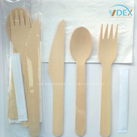 Ensemble de couverts jetables en bois kit jetable en bois cuillère fourchette couteaux en bois vaisselle écologique 160mm compostable