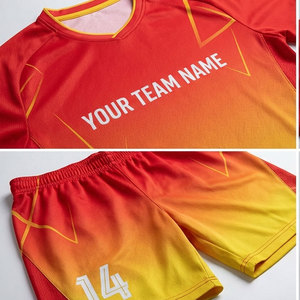 Custom Sublimated <b>Soccer</b> Jersey Set Men's Red Yellow Gradient 100% Polyester Moisture Wicking Short Sleeve Uniforms Adult Size - Product Image 5