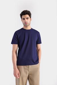 T-shirts pour hommes noirs unis personnalisés en gros, coupe classique, séchage rapide, en polyester/coton tricoté, manches courtes, col rond, formel - Product Image 5