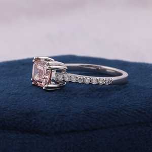 Radiant Charm Women's Rhodium 925 Sterling <b>Silver</b> <b>Emerald</b> Cut 1.50 Ct Lab Grown Diamond Pave Setting Wedding <b>Ring</b> CMA Certified - Product Image 4