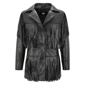 <b>Women's</b> Black Fringes Leather <b>Jacket</b> Genuine Lambskin Western Style Tassel <b>Jacket</b> Private Label OEM/ODM Wholesale Manufacturer - Product Image 1