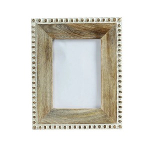 Rustic Wooden Photo <b>Frame</b> Rectangle Vertical Tabletop Decor With Beaded Edge <b>Design</b> - Product Image 3