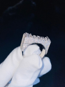 925 Sterling <b>Silver</b> Custom Champion Iced Moissanite Cluster <b>Ring</b> Rhodium Plated Hip Hop Style Birthday Gift Engagement <b>Men</b> <b>Ring</b> - Product Image 4