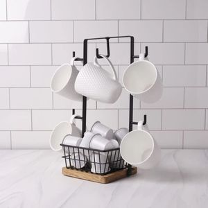 Porte-gobelets en fer robuste de qualité supérieure avec revêtement résistant à la rouille et poignées décoratives pour le stockage du café et du thé - Product Image 3