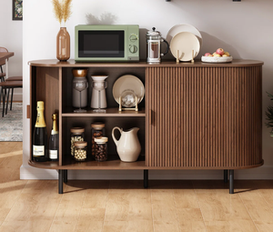 Meuble de rangement à deux portes en bois massif fait main, finition marron, design à panneaux plats, idéal pour le salon ou l'entrée. - Product Image 4