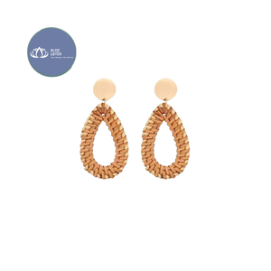Boucles d'oreilles pendantes en rotin naturel de haute qualité – Style bohème, tissées à la main, pour la vente en gros - Product Image 1