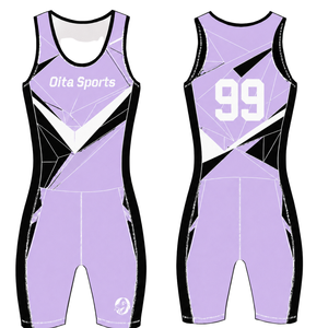 Traje de Competición de Remo Lavender Black and White para Hombre, Uniforme de Competición sin Mangas, Singlet de Alto Rendimiento, Personalizado, Venta al por Mayor, Deportivo - Product Image 3