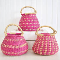 Panier Bolga durable tissé à la main, couleur naturelle, en herbe de mer, pliable, multifonctionnel avec couvercle/anses, vente en gros UE