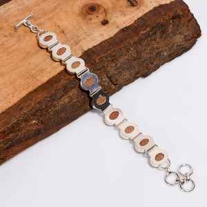 Pulsera de Plata con Piedra Solar Dorada de Forma Ovalada, Estilo Vintage, Plata de Ley 925, Joyería Bohemia, Regalo - Product Image 5