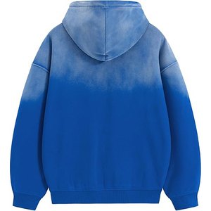 Royal Blue Gradient Acid Wash Hoodie Two Tone Ombre <b>Pullover</b> <b>Men</b> Vintage Faded Blue Hooded Sweatshirt Custom Luxury Top - Product Image 2