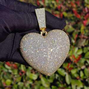 Collar con Colgante de Corazón de Moissanita Personalizado al por Mayor, Chapado en Oro de 18K, Joyería de Moda para Hombre y Mujer, Oro Rosa - Product Image 3