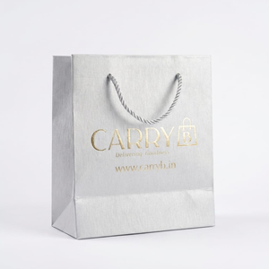 Sac fourre-tout en papier laminé brillant imprimé sur mesure pour magasin de détail - Product Image 1