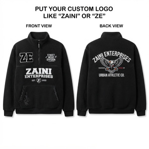 380 GSM Fleece <b>Men's</b> Quarter-Zip Running <b>Jacket</b> with Custom Embossed Logo Waterproof & Breathable - Product Image 1