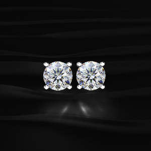 Round Cut Moissanite Stud <b>Earrings</b> 4 TCW Colorless VVS1 Excellent Cut 14K Solid Gold Screw <b>Back</b> Solitaire Handmade Jewelry Gift - Product Image 2