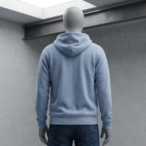 เสื้อฮู้ดซิปสีพื้นสำหรับผู้ชาย ทรงลำลอง มีกระเป๋าจิงโจ้ - Product Image 2