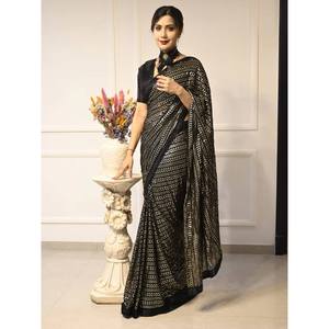 Saree de créateur avec séquence pour fête et tenue de club - Product Image 3