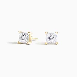 Pendientes de Diamantes Cultivados en Laboratorio con Corte Princesa de Cuatro Puntas, Plata de Ley 925, 1 Quilate, Certificados por IGI - Product Image 3