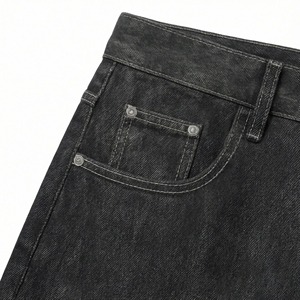 Pantalones vaqueros anchos negros para hombre al por mayor, con bordado, de cintura alta, estilo casual y urbano - Product Image 5