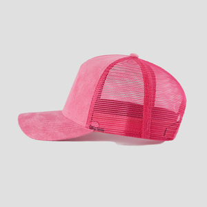 Casquette Trucker Unisexe Rose à 5 Panneaux à Profil Bas avec Ouverture pour Queue de Cheval, en Toile, Couleurs Personnalisables, Visière Courbe en Maille, Toutes Saisons, Service OEM - Product Image 5
