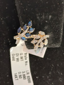 Designer 14K <b>Gold</b> Women <b>Ring</b> with Brilliant Blue Leaf Motif Premium Bridal Fashion Jewelry Supplier - Product Image 4