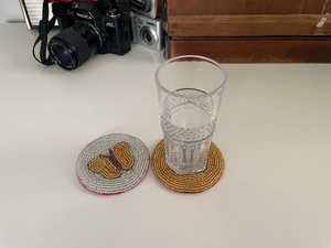 MS HANDICRAFT Handmade <b>Beaded</b> <b>Coasters</b>-Classic Church and Religious Gifts with Polyester Backing Portable (4x4 Inch) - Product Image 2