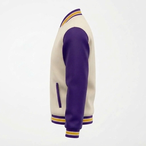Custom Varsity <b>Jacket</b> <b>Men's</b> Purple <b>Cream</b> Letterman Baseball <b>Jacket</b> with Name Number Embroidered Preppy Style Autumn Wear - Product Image 6